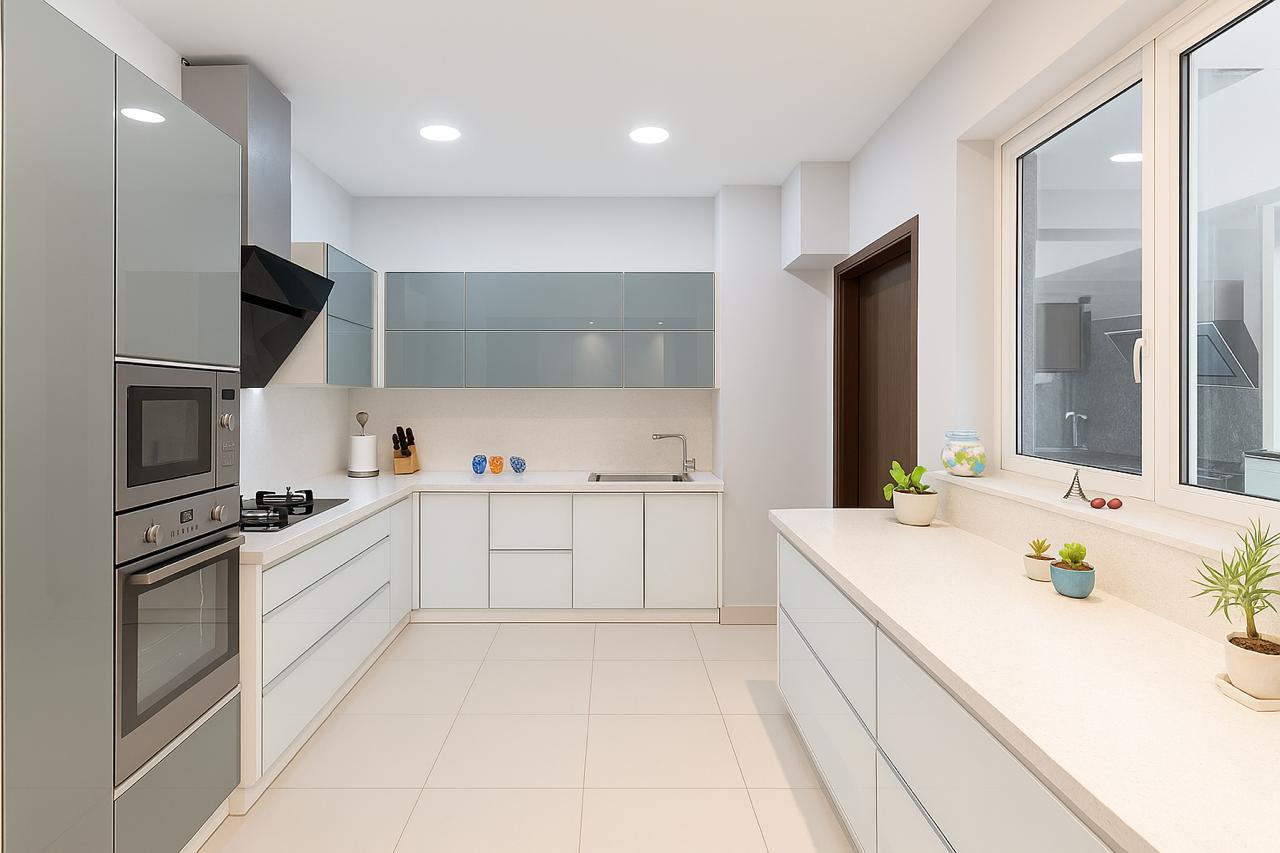 modern kitchen white background interior designers in calicut